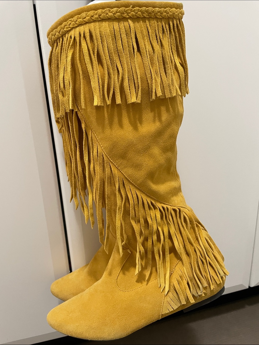 Mustard Fringe Suede Tall Boot - Sam Edelman
